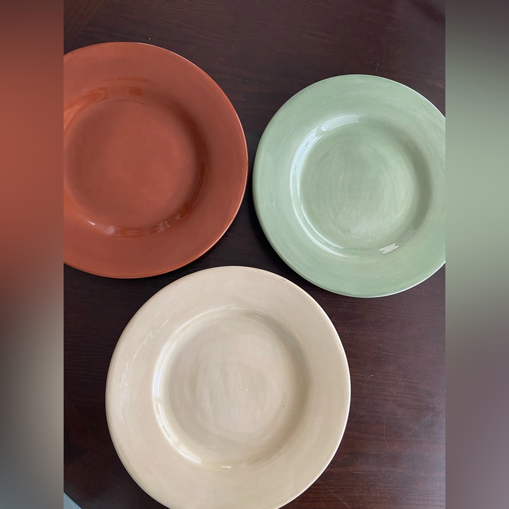 Set 2 POTTERY BARN Mexico SAUSALITO Dinner Plates 12” CHOICE Ivory Green Spice